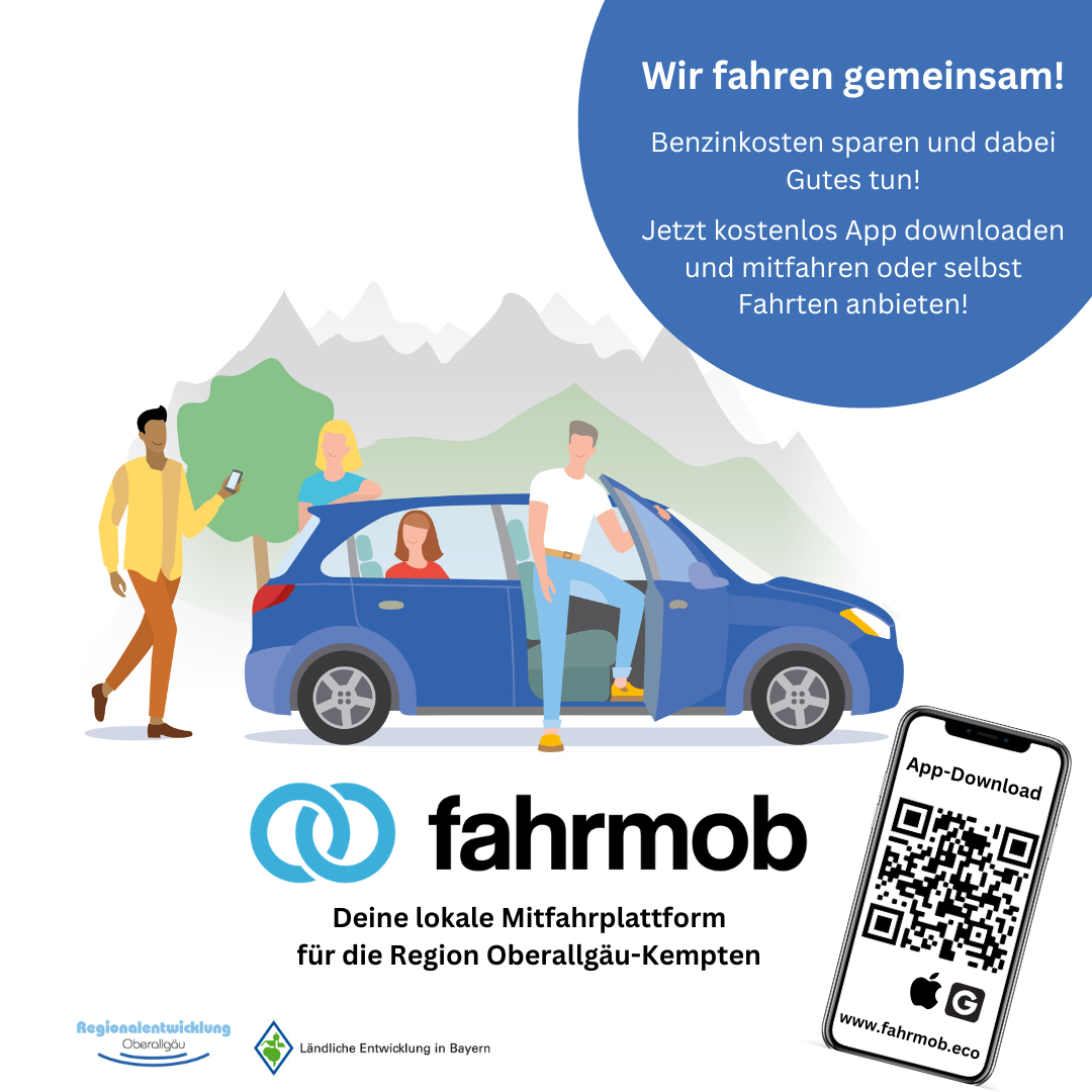 Anzeige für die Mitfahrplattform fahrmob