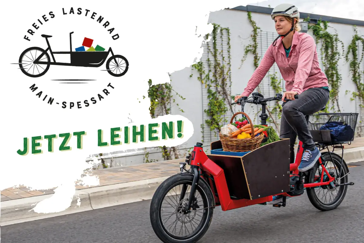 Postkarte des Projektes "Freies Lastenrad Main-Spessart"