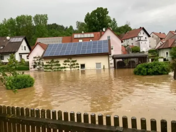 Überflutete Häuser
