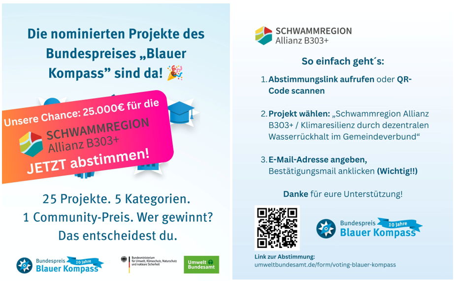 Plakat zur online Abstimmung Bundespreis Blauer Kompass